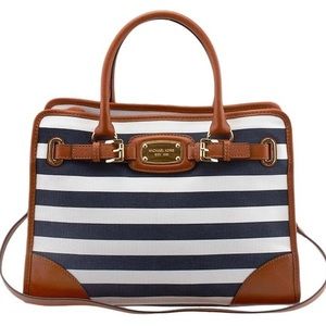Michael Kors Hamilton Navy/White Canvas Shoulder Bag in EUC.